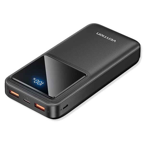 პორტატული დამტენი Vention FHLB0, 20000mAh, USB-C, USB-A, Micro-USB, Power Bank, Black