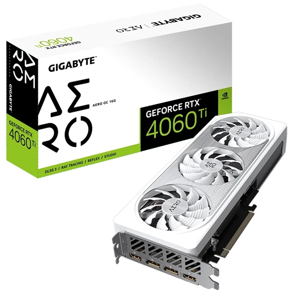 ვიდეო დაფა Gigabyte GV-N406TAERO_OC-16GD AERO OC, GeForce RTX4060Ti, 16GB, 128-bit, DP, HDMI, White