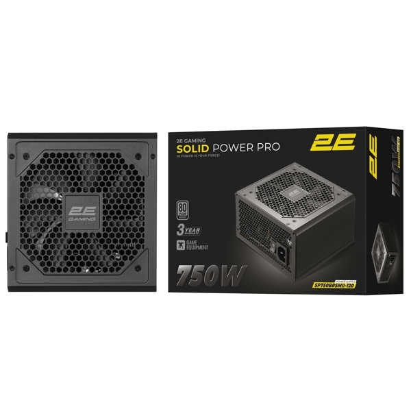 კვების ბლოკი 2E 2E-SP750BRSMII-120 SOLID Power Pro, 750W, 80 Plus Bronze, Power Supply, Black