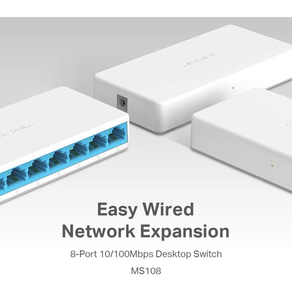 სვიჩი Mercusys MS108, 8-Port, Switch, White