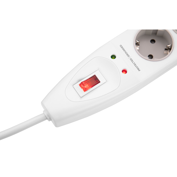 დენის გამანაწილებელი 2Е 2E-SP515M3WH, 5 Socket, 3m, Power Strip With Surge Protector, White