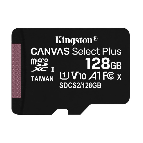 მეხსიერების ბარათი Kingston SDCS2/128GBSP, 128GB, microSDXC, C10, UHS-I, U1, Black