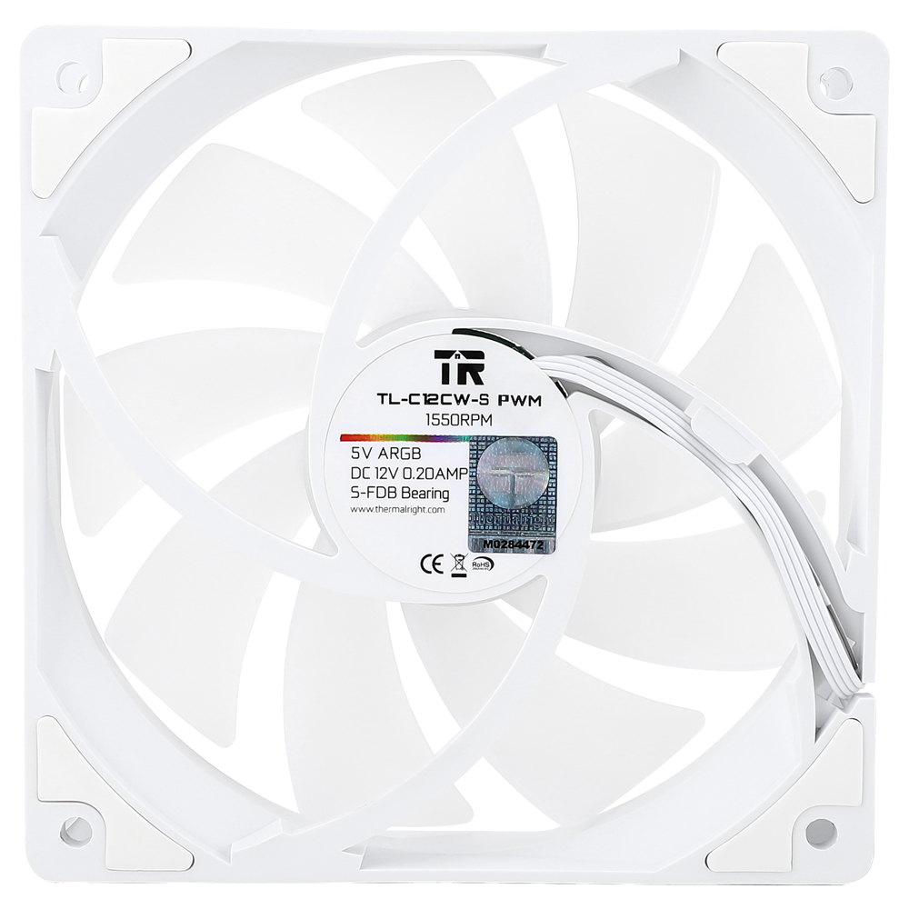 ქულერი ThermalRight TL-C12CW-S, ARGB, 120mm, 1550RPM, Cooler, White