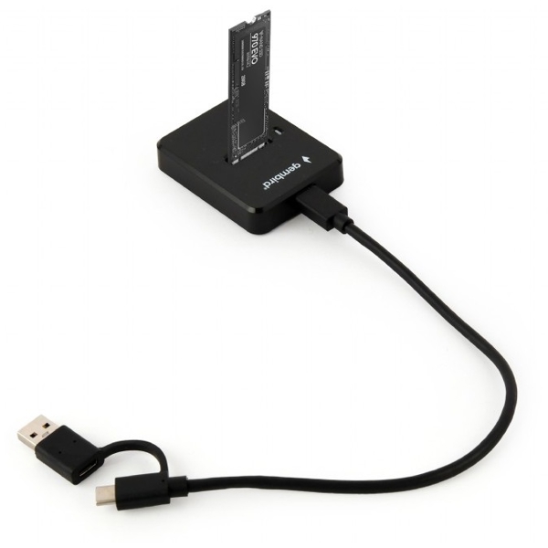 Gembird DD-U3M2, Type-C M.2 SATA & NVME SSD Drive Docking Station, Black
