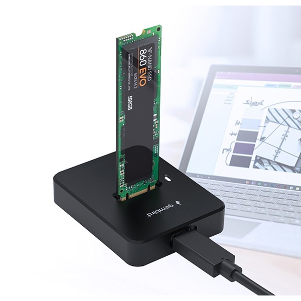 Gembird DD-U3M2, Type-C M.2 SATA & NVME SSD Drive Docking Station, Black