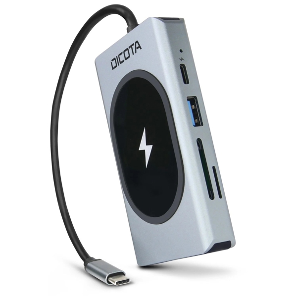 USB-C 10-in-1 Charging Hub Dicota D32059, 100W, HDMI, VGA, USB, USB-C, SD, MicroSD, LAN, Silver