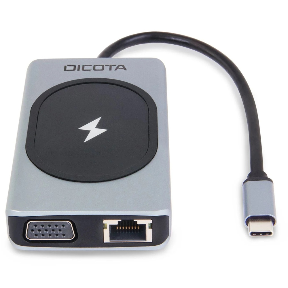 USB-C 10-in-1 Charging Hub Dicota D32059, 100W, HDMI, VGA, USB, USB-C, SD, MicroSD, LAN, Silver