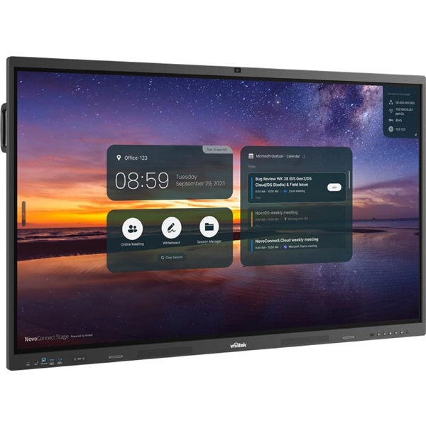 ინტერაქტიული ეკრანი Vivitek NovoTouch BK652IW, 65", RAM 4GB, 32GB, Smart Board, Black/Grey + PC Module i5-12450H, 8GB, 256GB SSD, Webcam and microphone, Windows