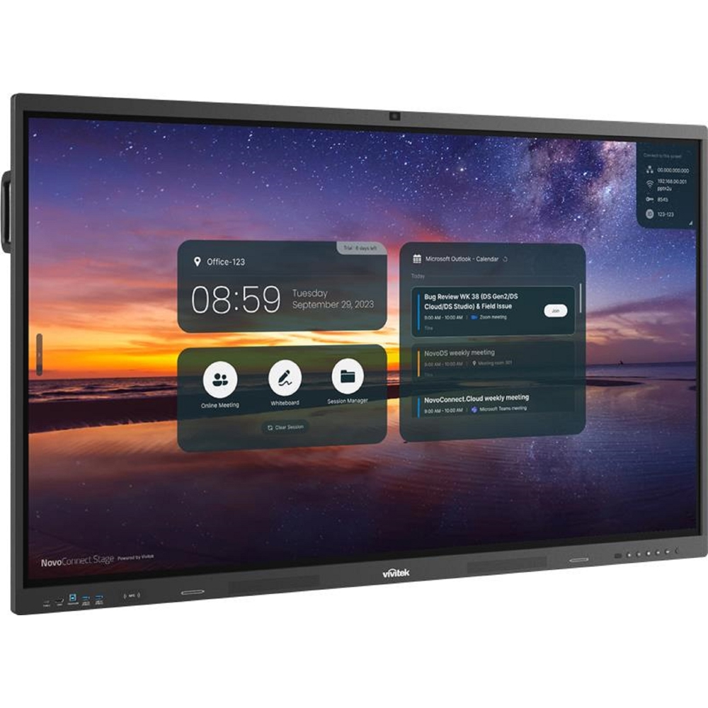 Vivitek NovoTouch BK652IW, 65", RAM 4GB, 32GB, Smart Board, Black/Grey + PC Module i5-12450H, 8GB, 256GB SSD, Webcam and microphone, Windows