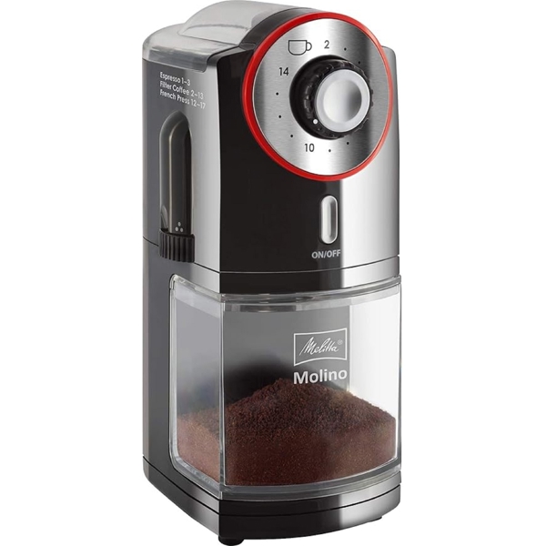 ყავის საფქვავი Melitta 1019-01EU, 100W, Electric Coffee Grinder, Black/Red