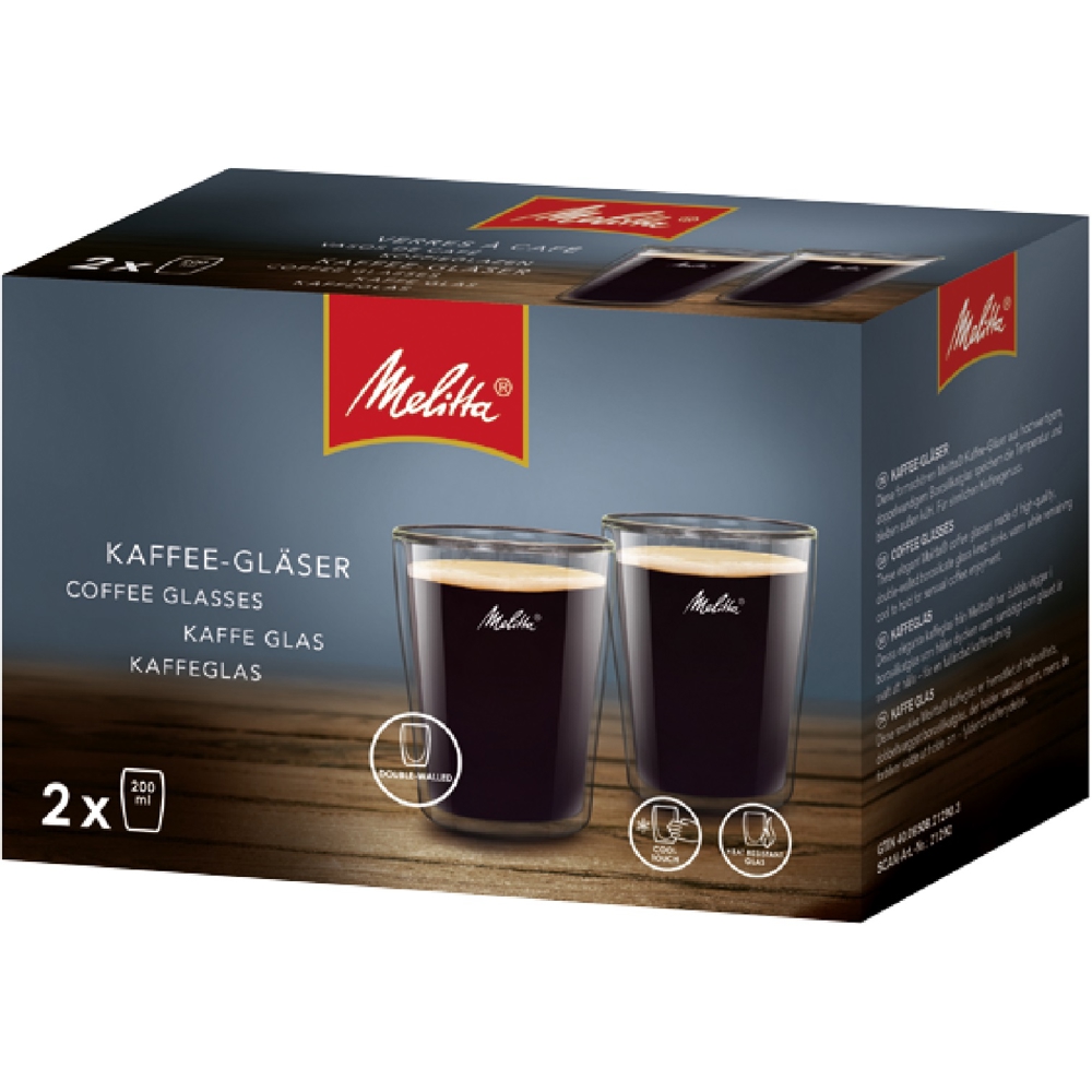 Cappuccino Glass Set Melitta 6761117, 0.2L, 2Pcs, Transparent