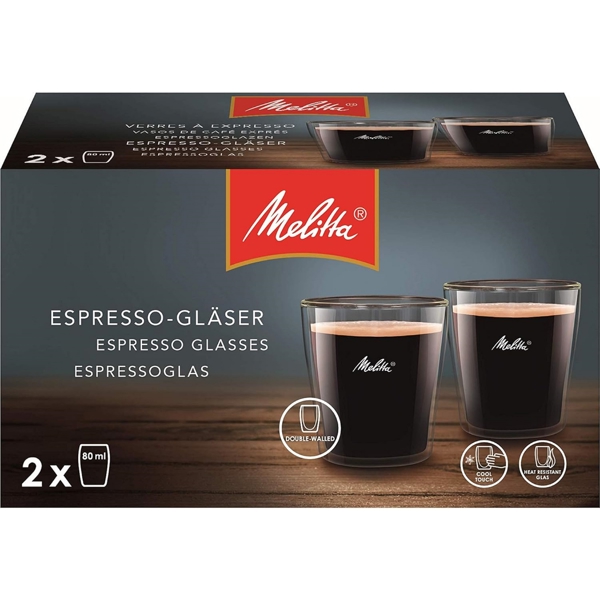 ჭიქების ნაკრები Melitta 6761116, 80ML, 2Pcs, Espresso Glass Set, Transparent