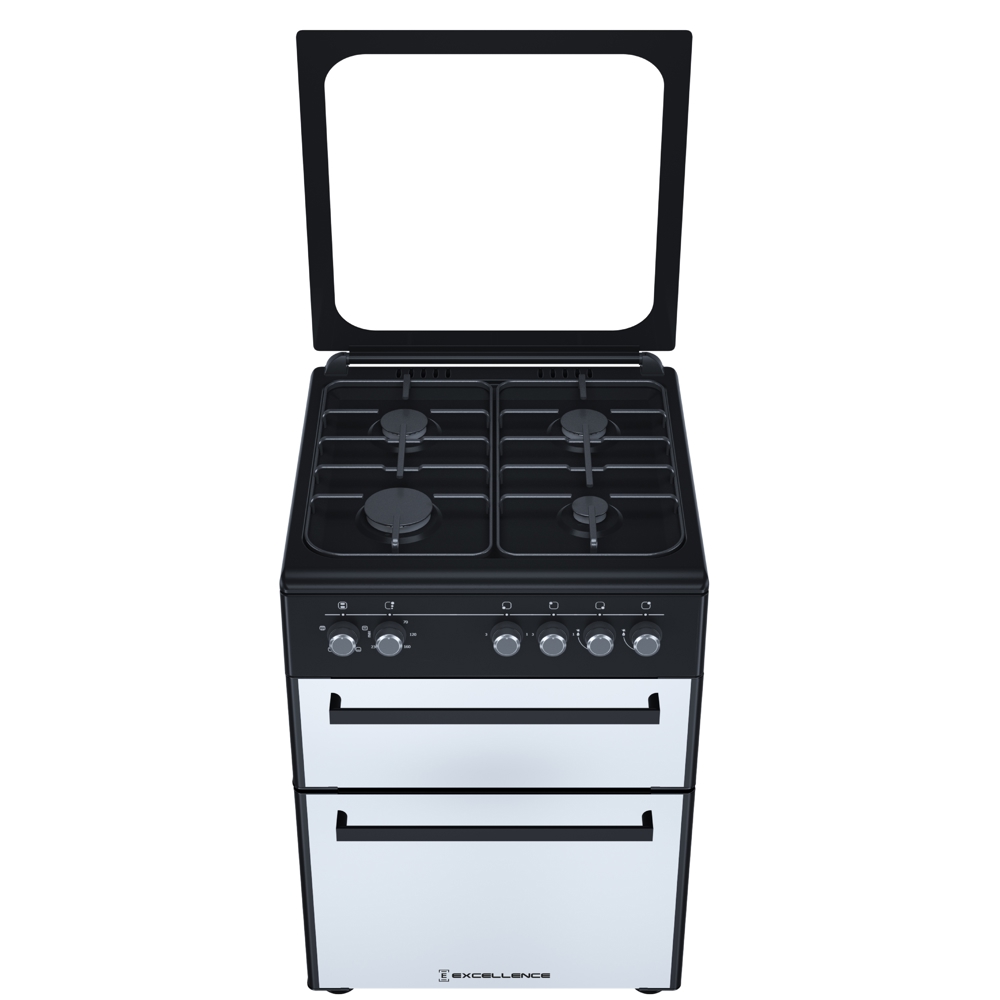 გაზქურა Excellence 6400 Double, 4Gas, Gas Cooker, Black