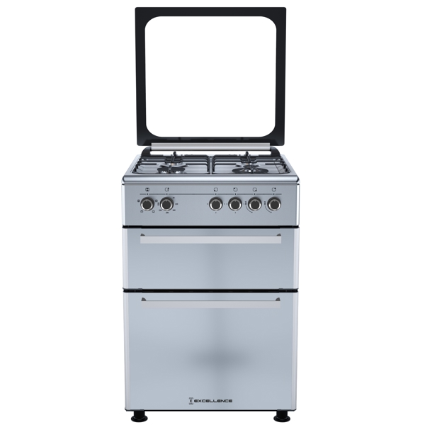 გაზქურა Excellence 6400 Lux Double, 4Gas, Oven, Inox