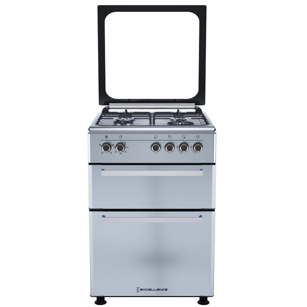 გაზქურა Excellence 6400 Lux Double, 4Gas, Gas Cooker, Inox