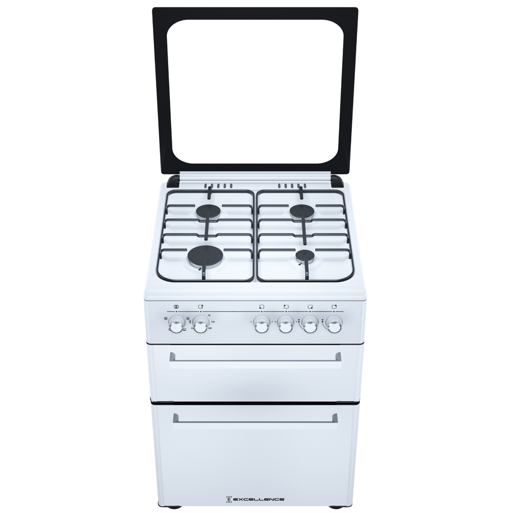 გაზქურა Excellence 6400 Double, 4Gas, Gas Cooker, White