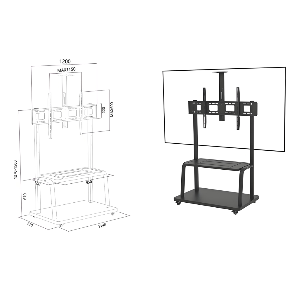 TV Mount With Roller Allscreen C2100, 60"-120", Black