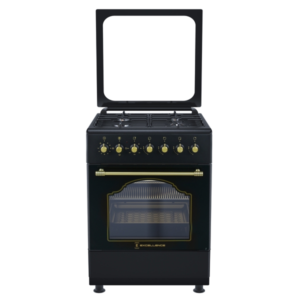 გაზქურა Excellence 6400 Retro, 4Gas, Oven, Black