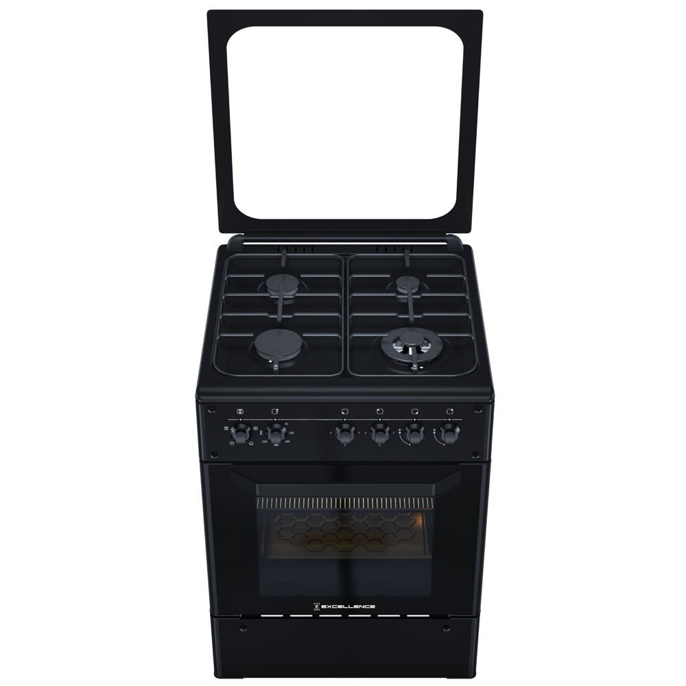 გაზქურა Excellence 6401 ELITE, 4Gas, Gas Cooker, Black
