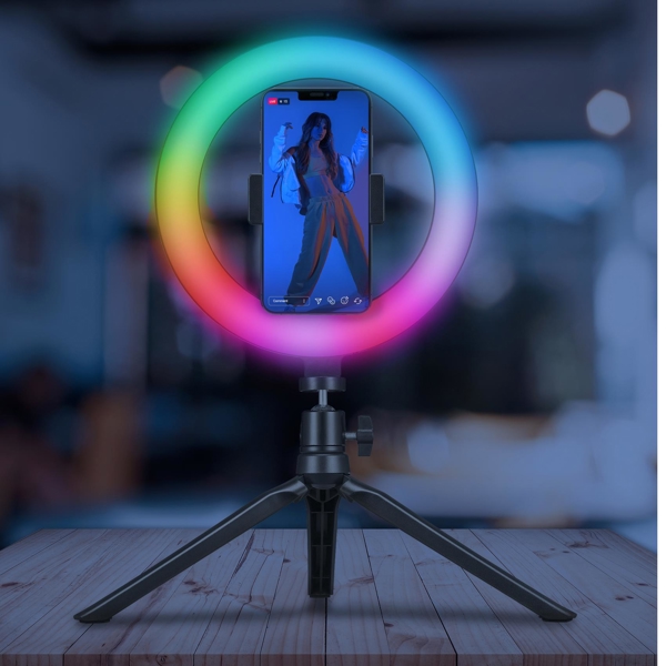 Portable Tripod+Flash Light RGB Celly 8021735193494 ClickPro, Black