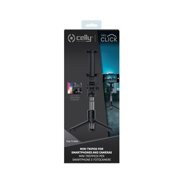 სელფის ტრიპოდი Celly 8021735747796 Click Pro Universal, Tripod Extendable Portable Stand with 360° Rotation, Black