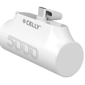 პორტატული დამტენი Celly 8021735207603, 5000mAh, USB-C, Power Bank, White