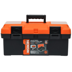 Heavy Duty Plastic Tool Box Wokin 900017, 17", (INDUSTRIAL), Black/Orange