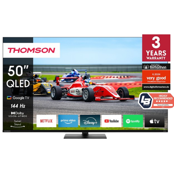 TV Thomson 50QG7C14 QLED Pro, 50", 4K UHD, Smart TV, HDMI, USB, LAN, WIFI, BT, Black