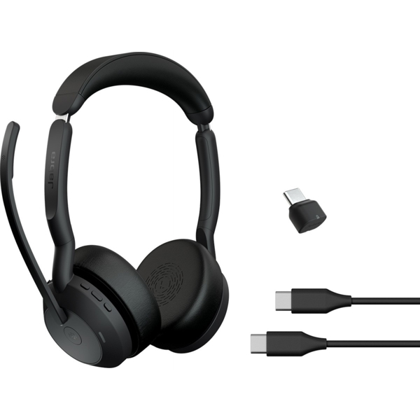 Headset Jabra 25599-999-899 Evolve2 55, Wireless, Bluetooth, Type-C, Black