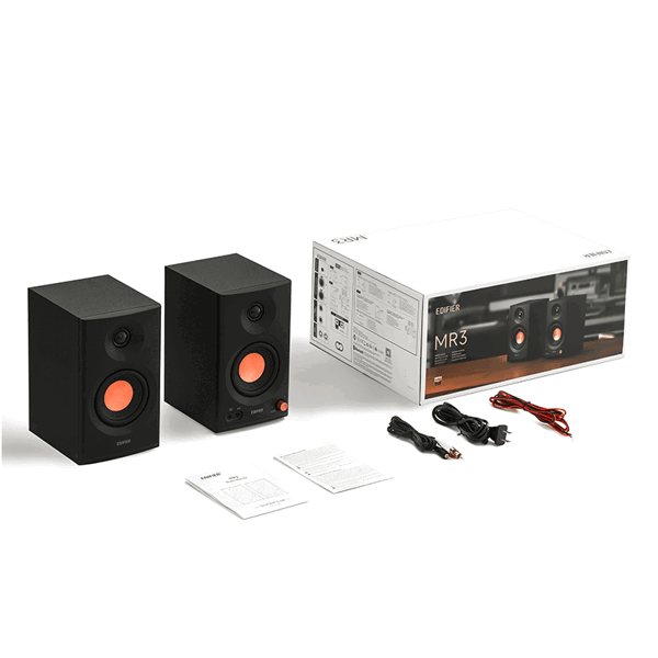 Powered Studio Monitor Speakers, Edifier MR3, 36W, TRS, RCA, AUX, Bluetooth, Black