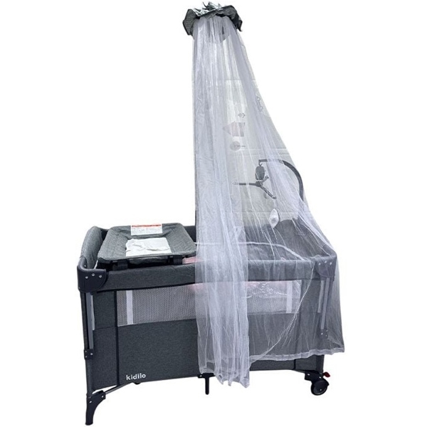საწოლ-მანეჟი Kidilo P-02, Bed-Playpen, Grey