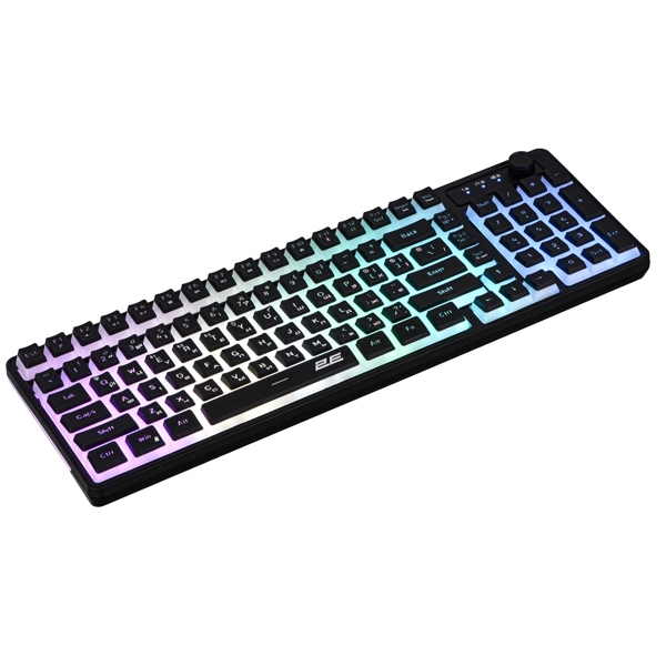 კლავიატურა 2E 2E-KG390UBK-WL, Wireless, RGB, 2.4G, Bluetooth, USB, Gaming keyboard, Black