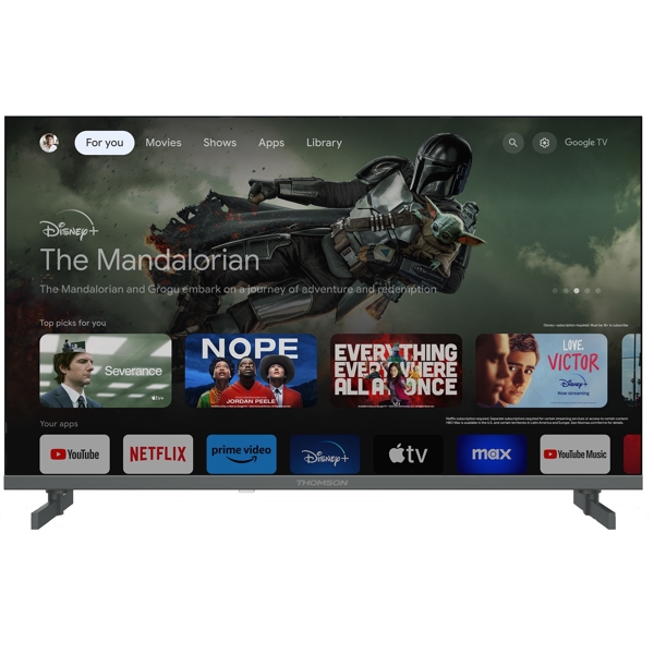 TV Thomson 55QG4S14, 55", 4K UHD, Smart TV, HDMI, USB, LAN, WIFI, BT, Black