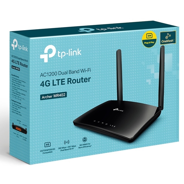 როუტერი TP-Link Archer MR402 AC1200, 867Mbps, Wireless Dual Band 4G LTE Router, Black