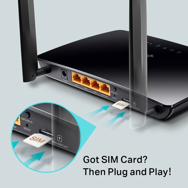 როუტერი TP-Link Archer MR402 AC1200, 867Mbps, Wireless Dual Band 4G LTE Router, Black