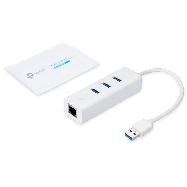Hub TP-Link UE330, USB-A, Ethernet, White