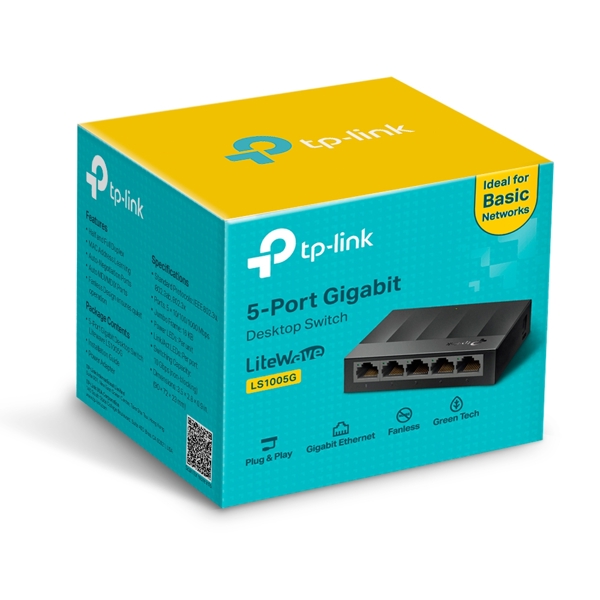 Switch TP-link LS1005G, 5-Port Gigabit, Black