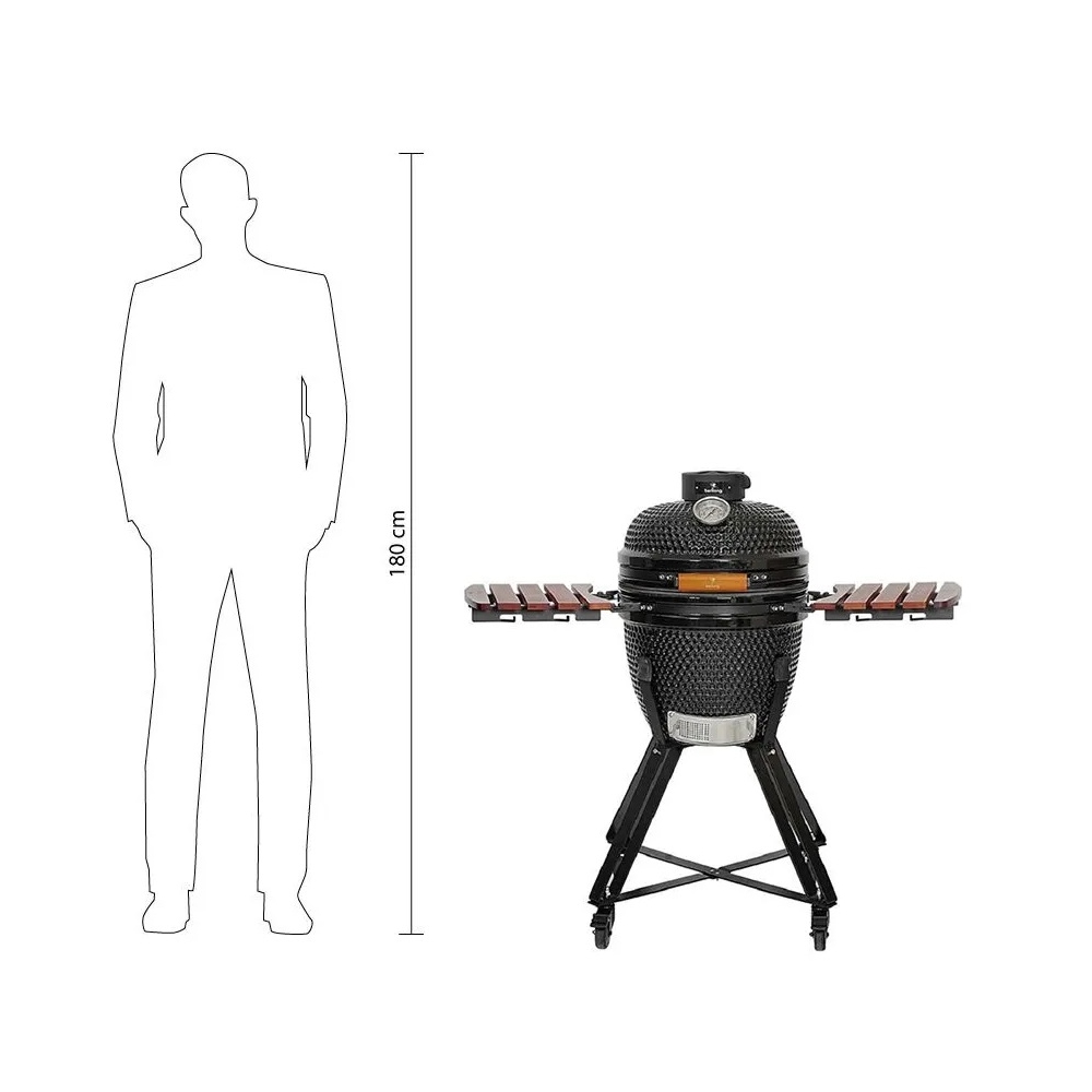 Ceramic Grill Berllong BBQ K-0138-18 Kamado, 5Person, Black