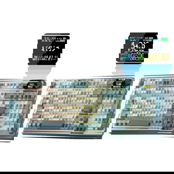 კლავიატურა Royal Kludge RKS98 RGB Mechanical Keyboard, Chartreuse switch, Smart Display, Hot Swappable, Type-C wired, Bluetooth 5.0, 2.4GHz, Light Cloud