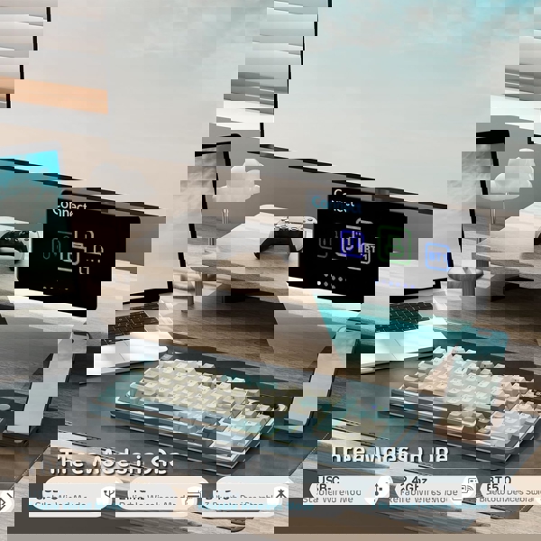 კლავიატურა Royal Kludge RKS98 RGB Mechanical Keyboard, Chartreuse switch, Smart Display, Hot Swappable, Type-C wired, Bluetooth 5.0, 2.4GHz, Light Cloud