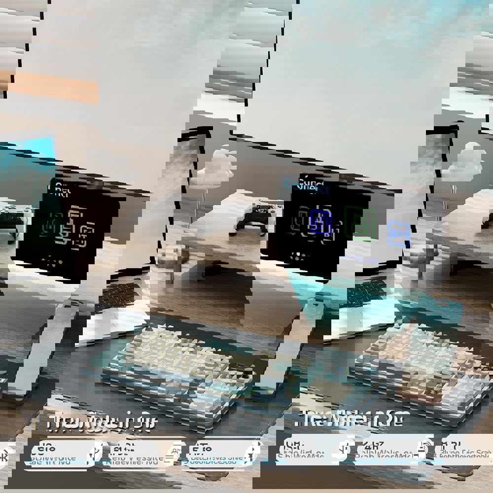 კლავიატურა Royal Kludge RKS98 RGB Mechanical Keyboard, Brown switch, Smart Display, Hot Swappable, Type-C wired, Bluetooth 5.0, 2.4GHz, Light Cloud