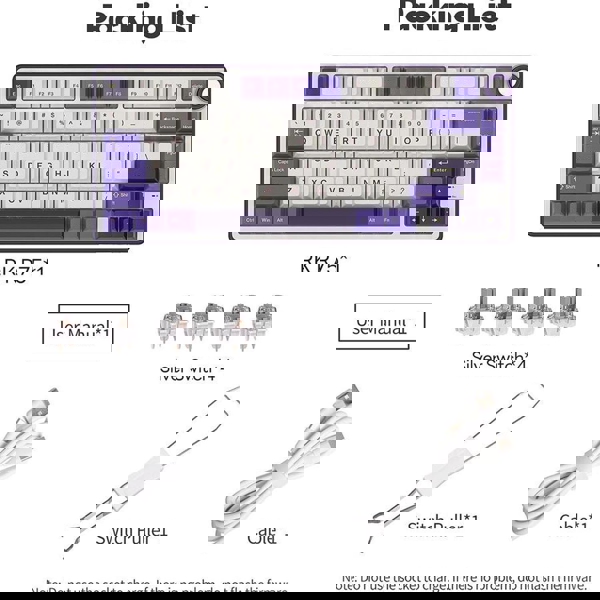 Mechanical Keyboard Royal Kludge RK R75 RGB, K silver switch, Hot Swappable, Hot Swappable, Type-C wired, Blackberry