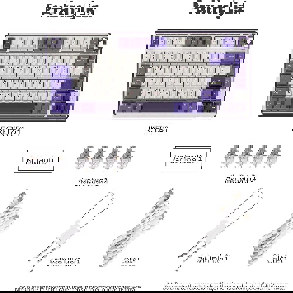 კლავიატურა Royal Kludge RKR75 RGB Mechanical Keyboard, Brown switch, Hot Swappable, Hot Swappable, Type-C wired, Blackberry