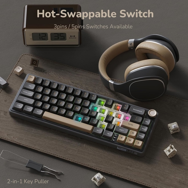 Mechanical Keyboard Royal Kludge RK R65 RGB, Chartreuse switch, Hot Swappable, Type-C wired, Phantom