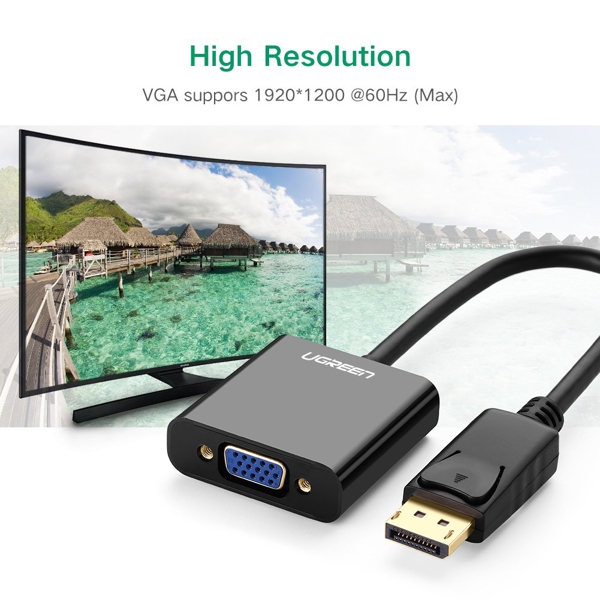 ადაპტერი UGREEN DP109 (20415), DisplayPort to VGA Converter, Black