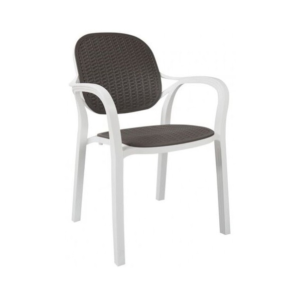 Chair Comfort YONCA RATTAN CT024, White/Grey
