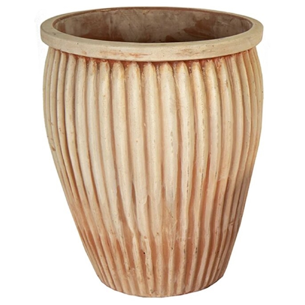 ყვავილის ქოთანი Mega Collections Whitewash Pot Vert. Rib, 141L, Flower Pot, Beige