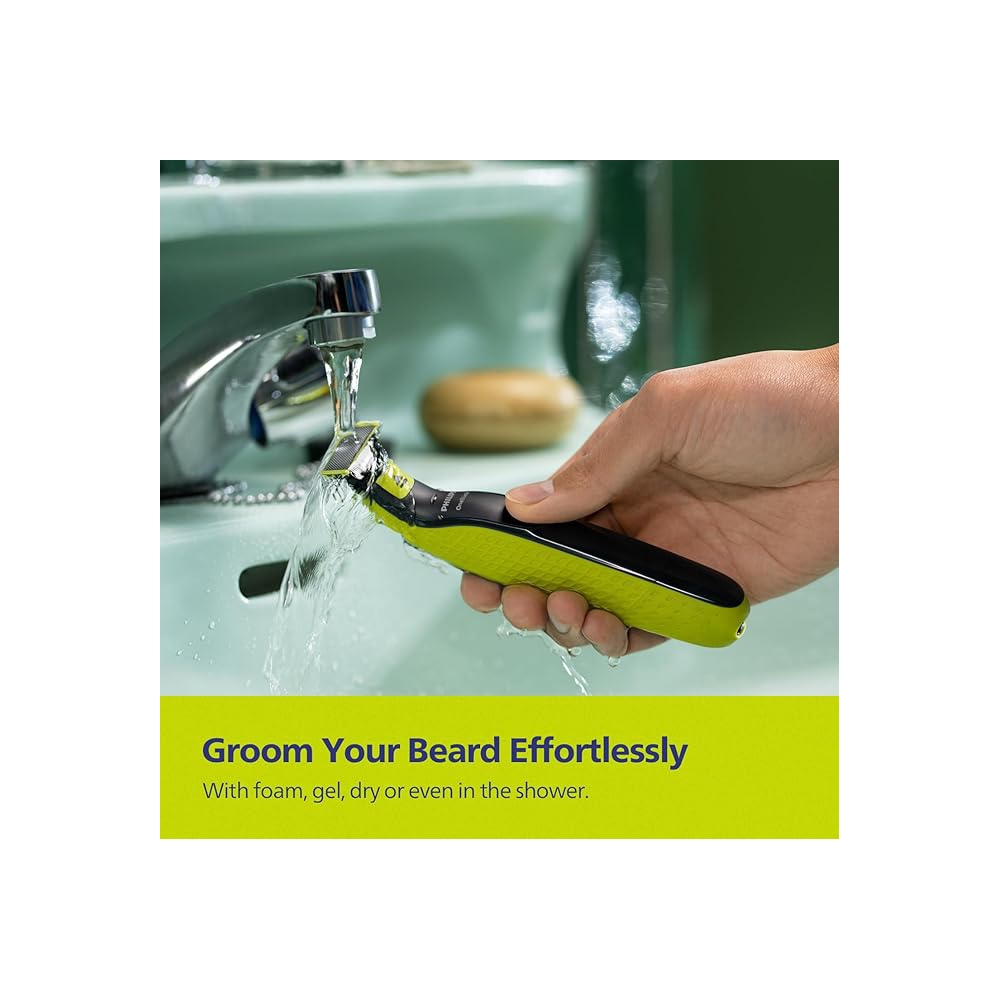 წვერსაპარსი Philips QP2724/10 OneBlade, Electric Shaver, Black/Green