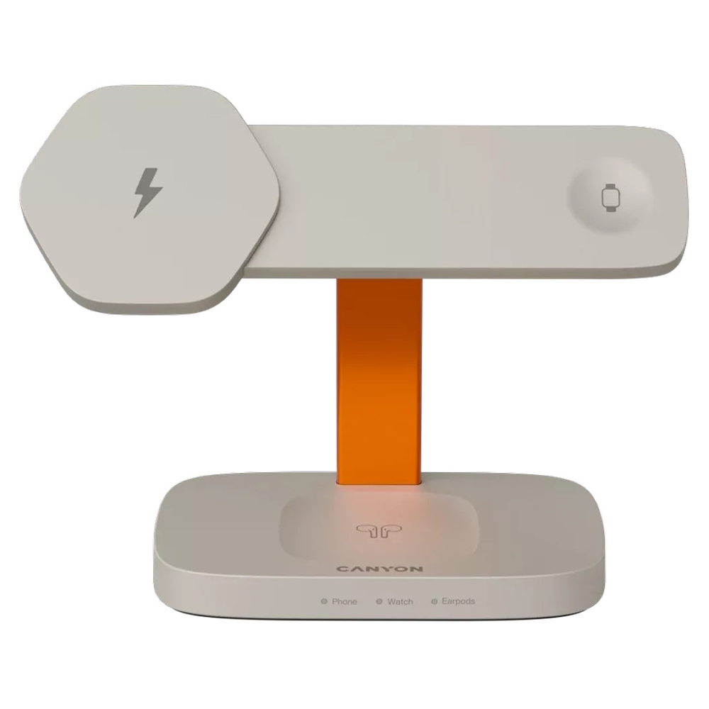 Wireless Charger Canyon CNS-WCS310LGOR, 24W, Light Grey/Orange