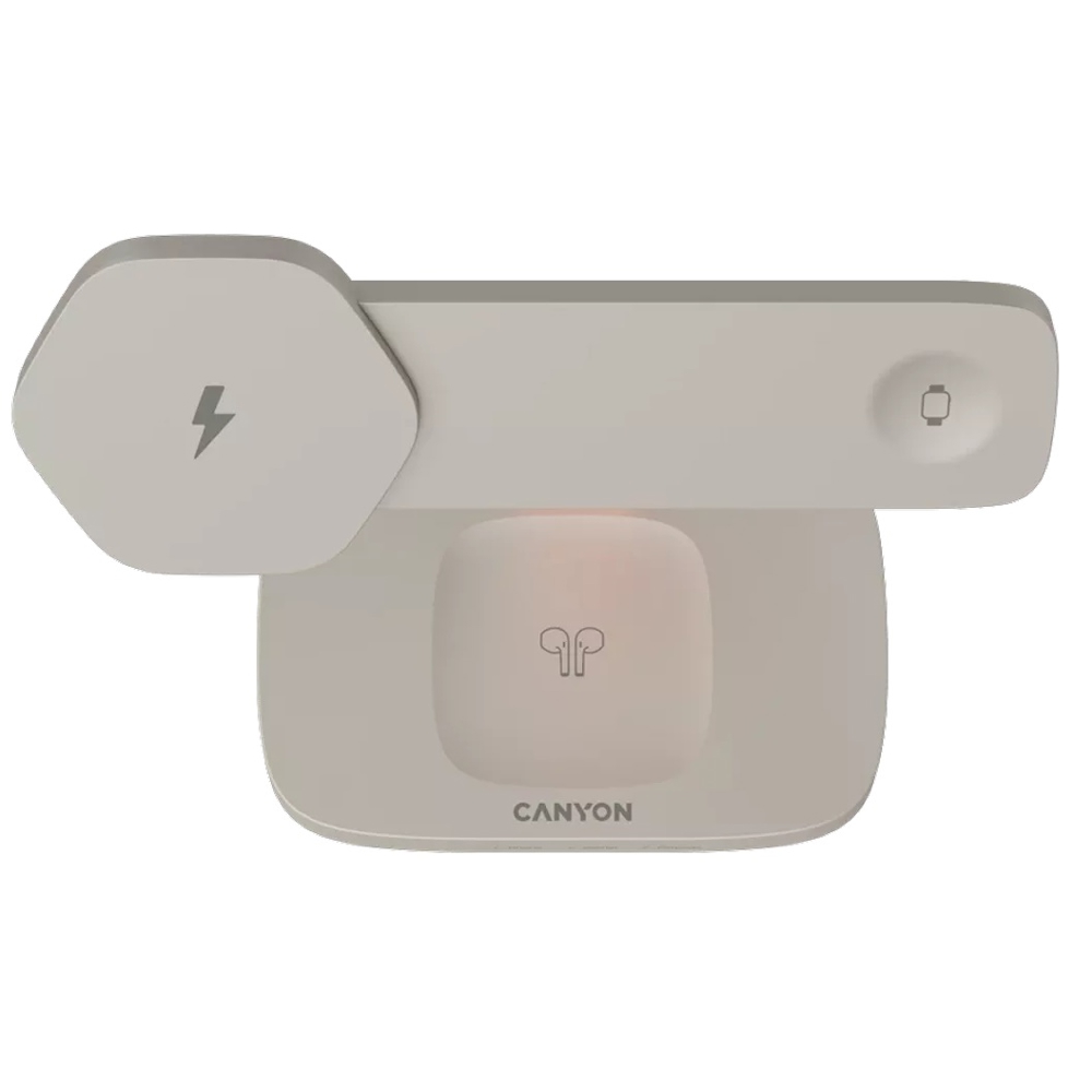 უსადენო დამტენი Canyon CNS-WCS310LGOR, 24W, Wireless Charger, Light Grey/Orange